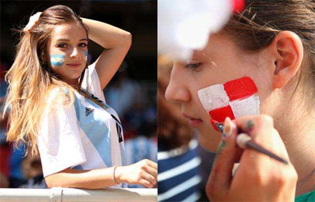 阿根廷女球迷当众揭开球衣截图